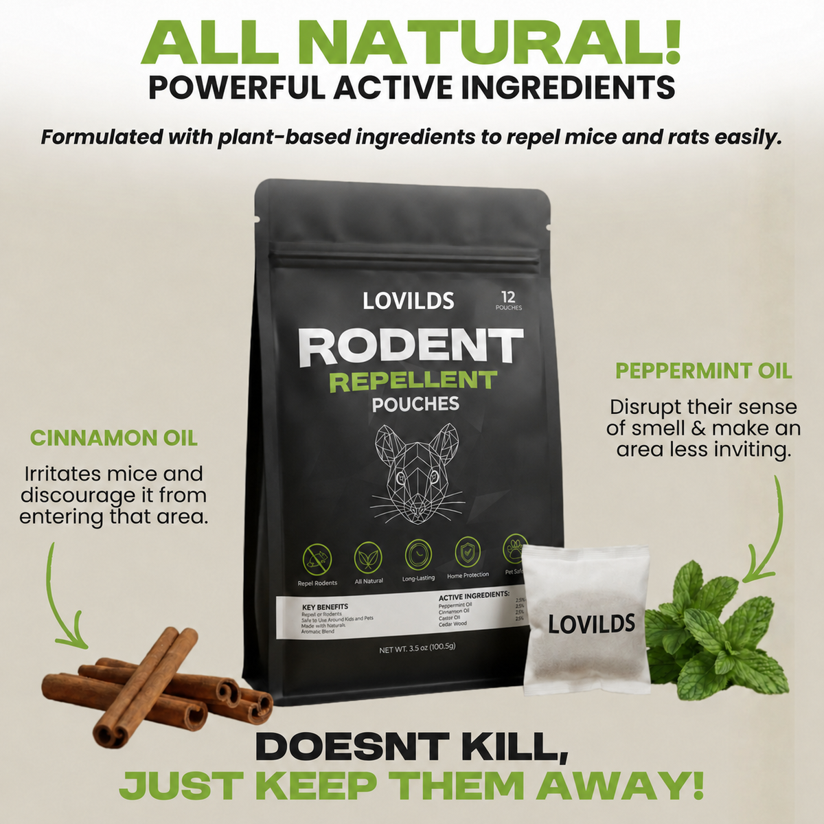 Natural Rodent Repellent Pouches