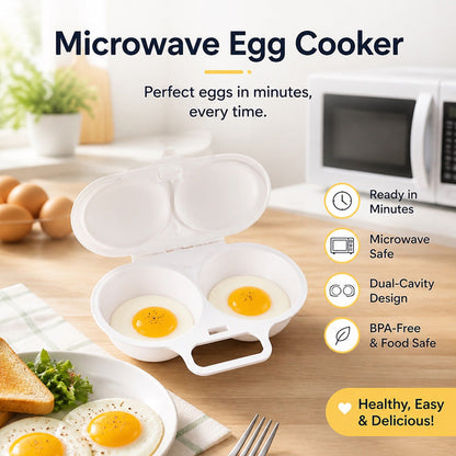 ⏳ FINAL 24 HOURS · 50% OFF 🥚 Microwave Double Egg Poacher with Lid & Handle